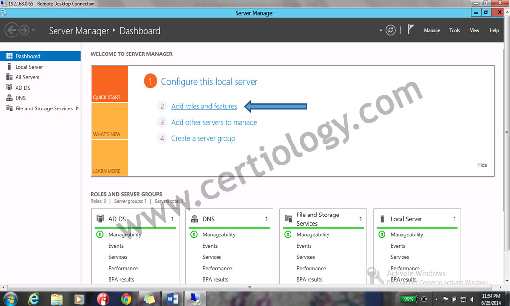 Add Roles & Features from Server Manager