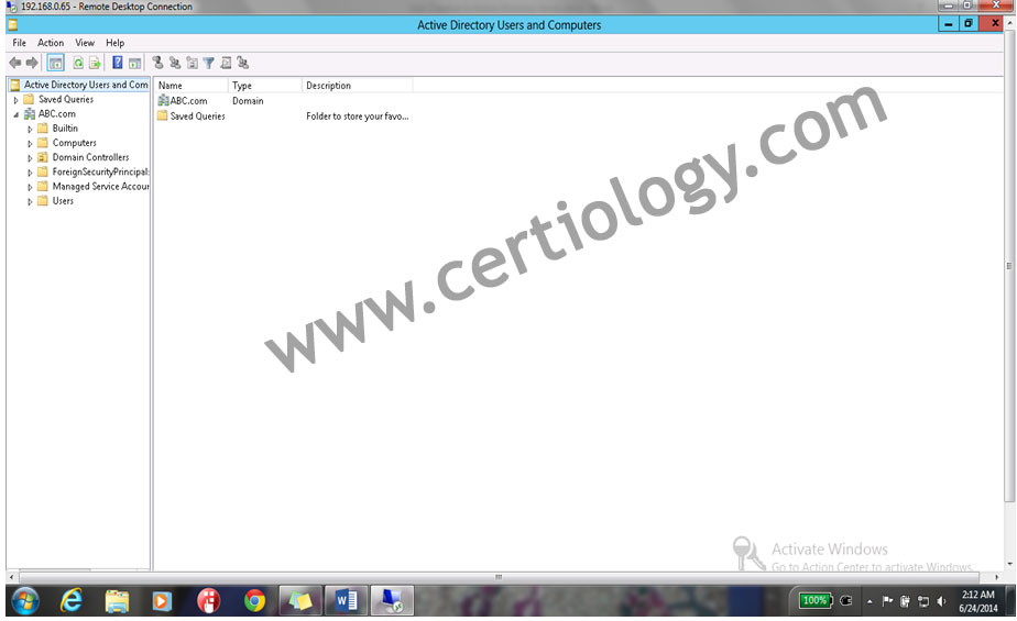 Active directory management console.