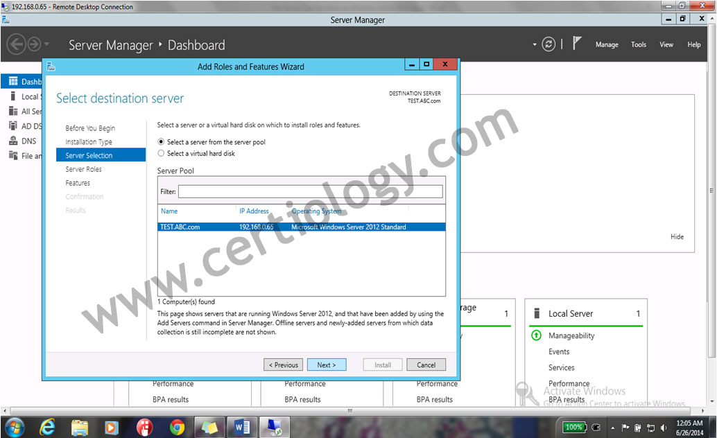 window Continue with default server(Test)