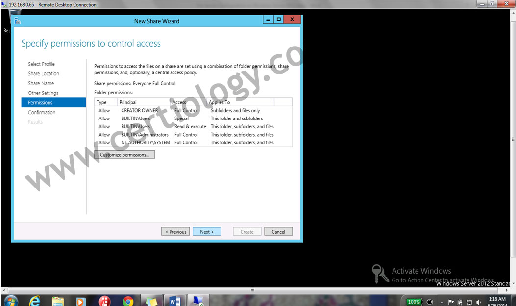show the default permission