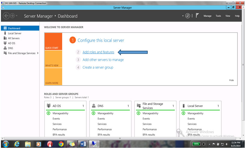 Add Roles & Features 