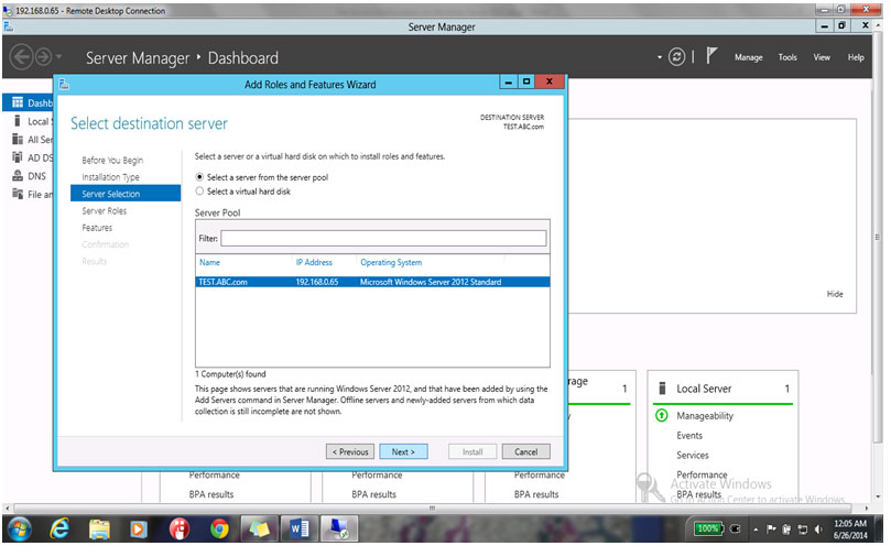 Continue with default server 