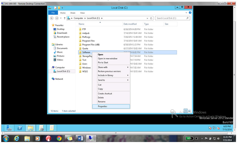 Right click on Software & click on properties